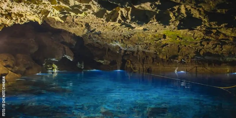 Cenote Chihuan, an underground cenote in Holcá, a locality located in the municipality of Kantunil, Yucatán.