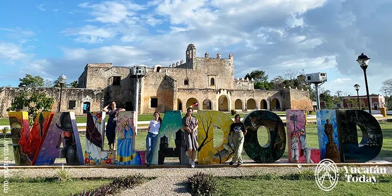 Valladolid Pueblo Magico Magical Town in Yucatan Mexico letter sin the San Bernardino de Siena Convent