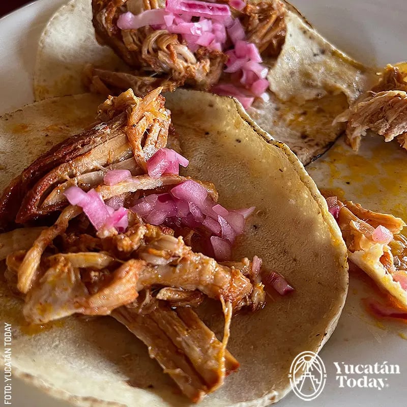 Traditional Cochinita Pibil tacos, the most famous dish of Yucatecan cuisine.