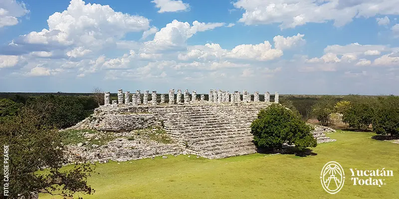 Temple of the Columns in the village of Aké, a small archaeological site in Yucatán.