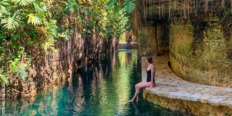 Pasillo verde en Cenotes Hacienda Mucuyché 