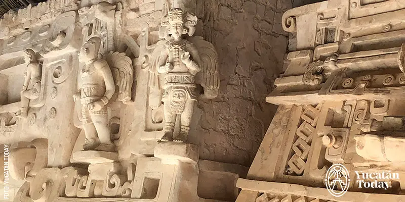 Ek Balam, an archaeological site in Yucatán , pyramid Acrópolis, angels